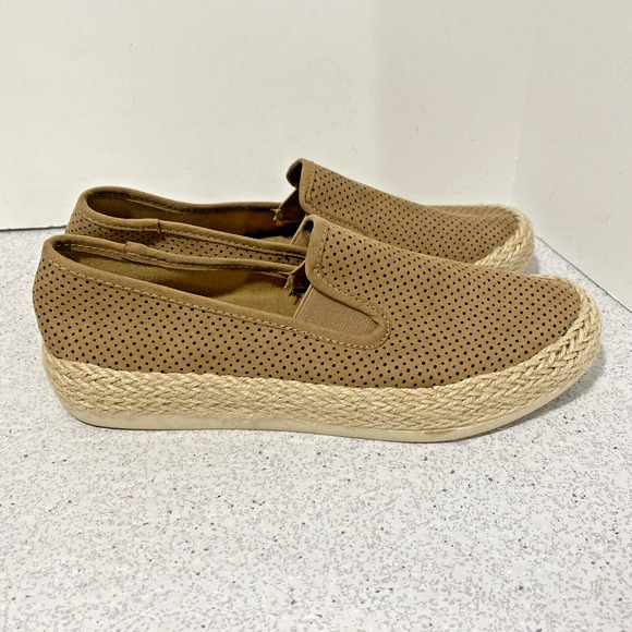 Esprit Nadine Espadrille Flats US 7.5M Tan Faux Suede Textile Uppers Casual Shoe - Picture 2 of 11